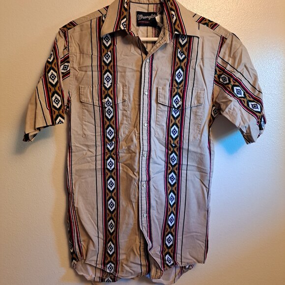 Vintage Wrangler Western Pearl Snap Shirt Navajo Design/Southwestern - Picture 1 of 7